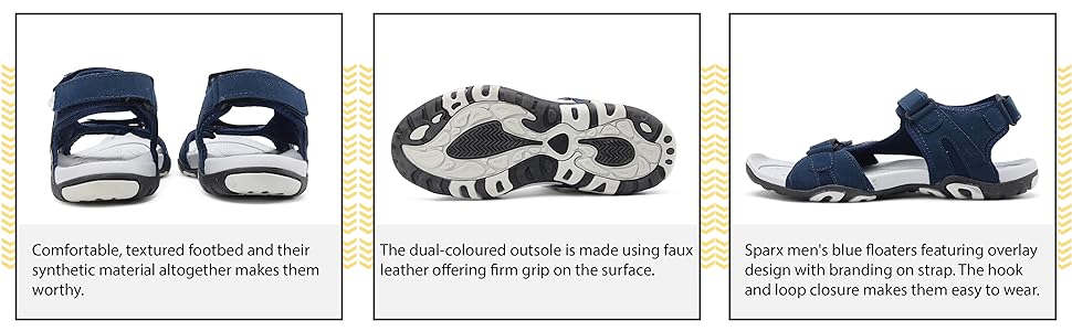 Sparx Men's Black Athletic and Outdoor Sandals (Blue Grey)