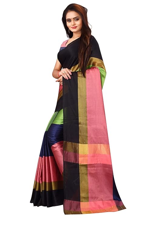 Women's Banarasi Saree Soft Cotton Silk Saree with Blouse Piece for Girls Saree