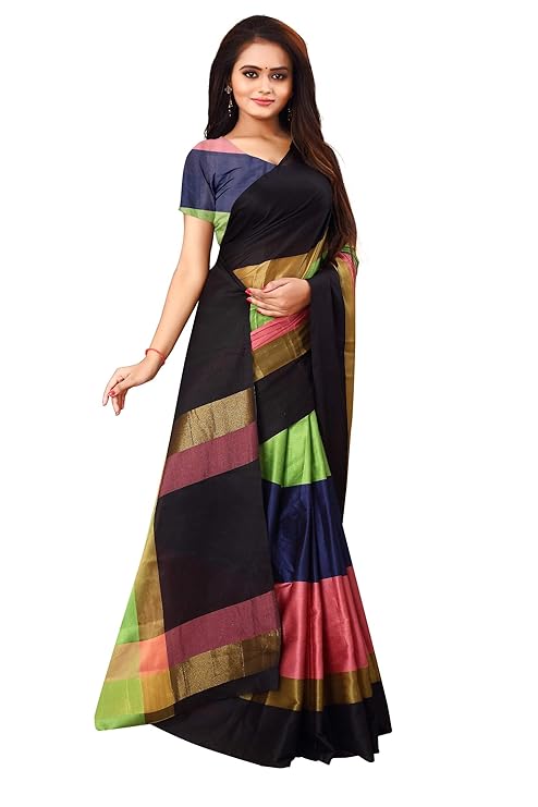 Women's Banarasi Saree Soft Cotton Silk Saree with Blouse Piece for Girls Saree