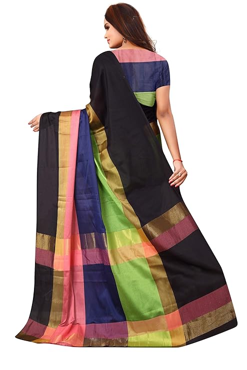 Women's Banarasi Saree Soft Cotton Silk Saree with Blouse Piece for Girls Saree