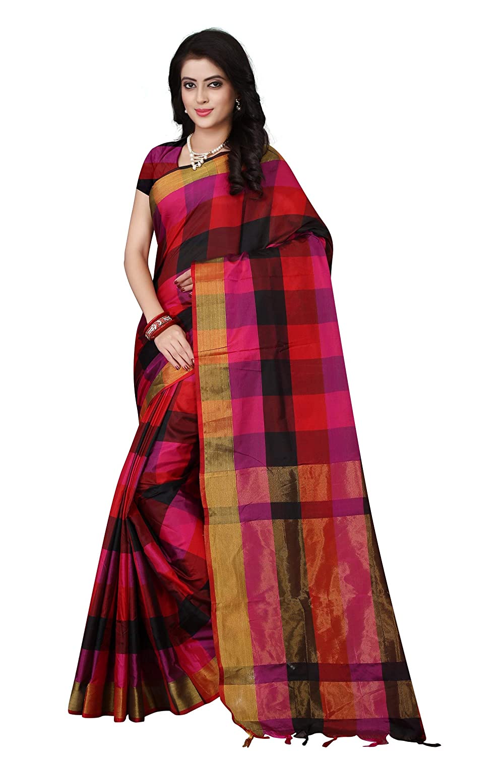 Women's Latest Collection Cotton Silk Saree With Blouse Piece