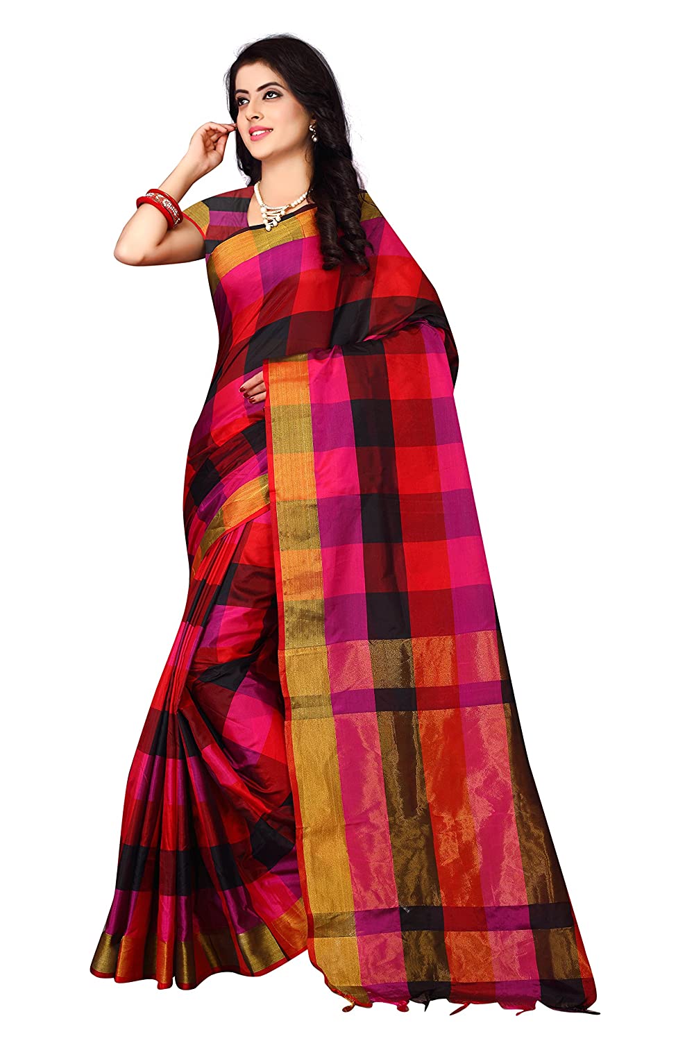 Women's Latest Collection Cotton Silk Saree With Blouse Piece