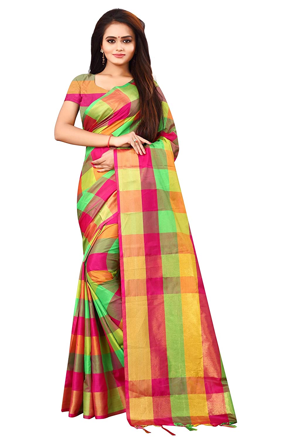 Women's Cotton Soft Cotton Silk Saree with Blouse Piece