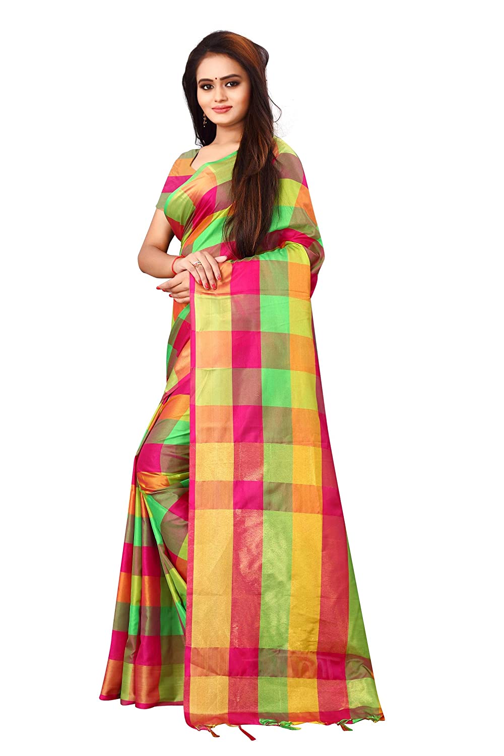 Women's Cotton Soft Cotton Silk Saree with Blouse Piece