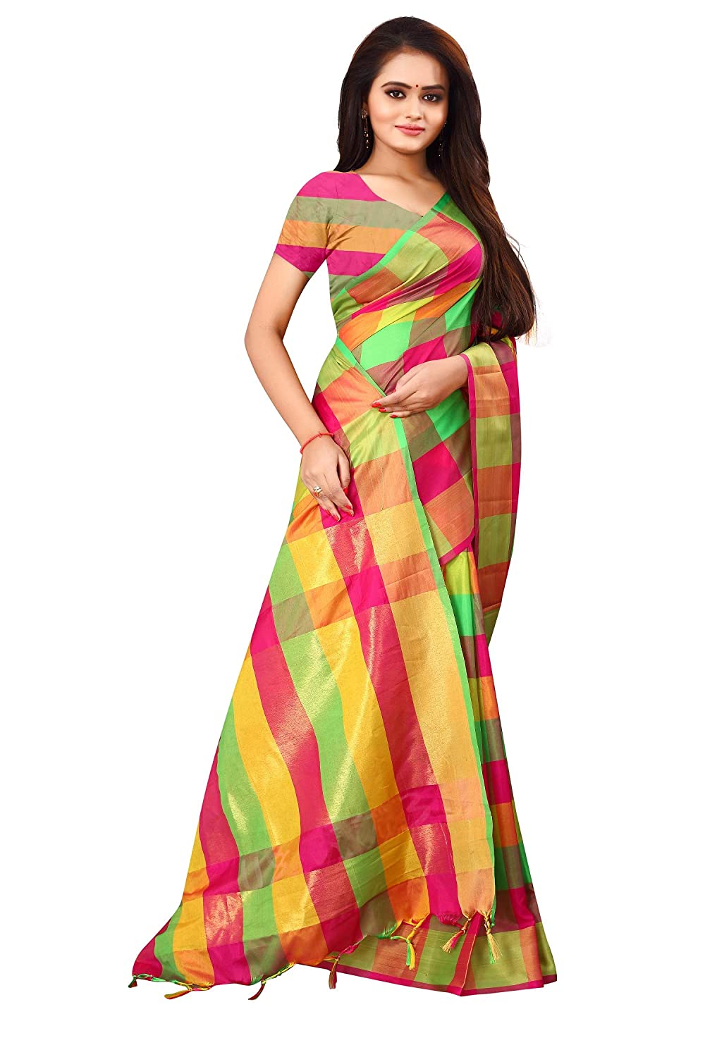 Women's Cotton Soft Cotton Silk Saree with Blouse Piece