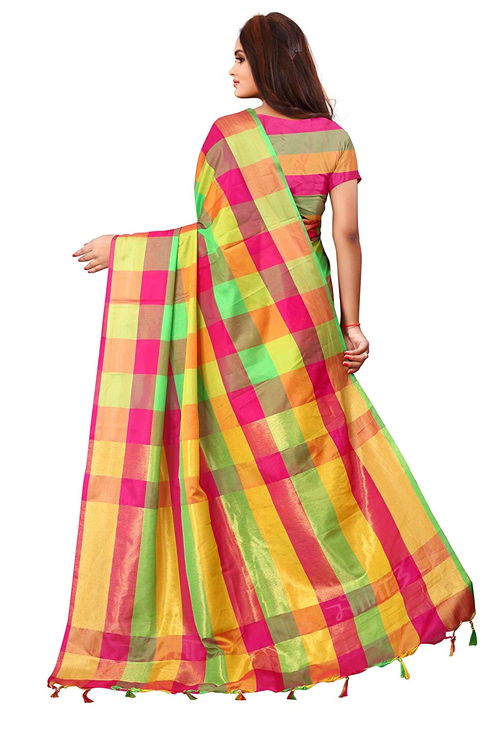 Women's Cotton Soft Cotton Silk Saree with Blouse Piece