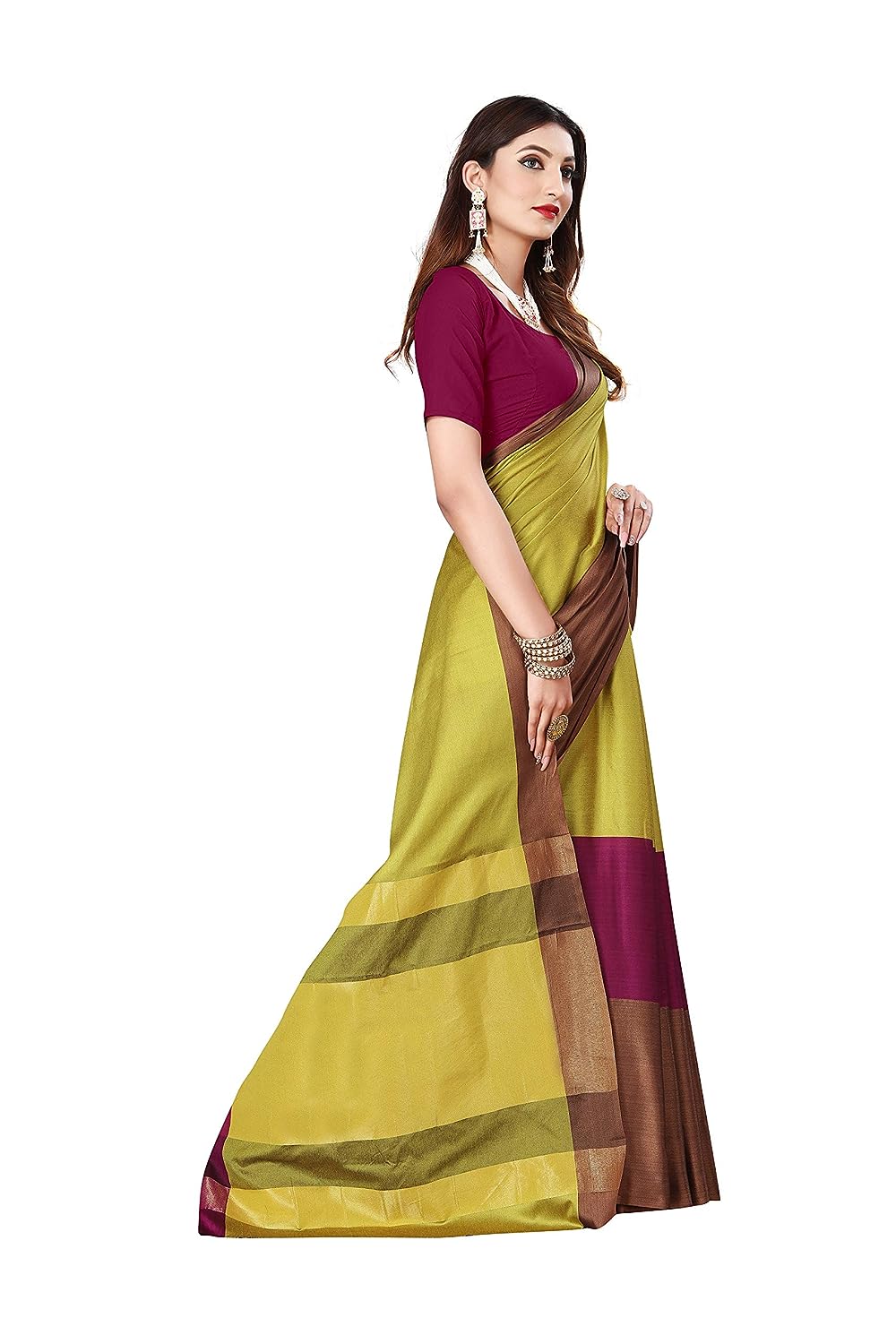 Women's Banarasi Saree Soft Cotton Silk Saree with Blouse (Multicolor)