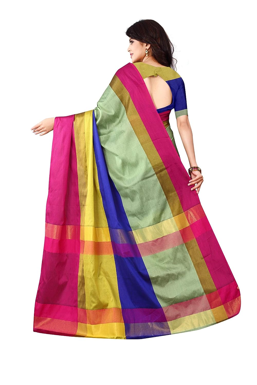 Women's Banarasi Saree Soft Cotton Silk Saree with Blouse (As per Image)